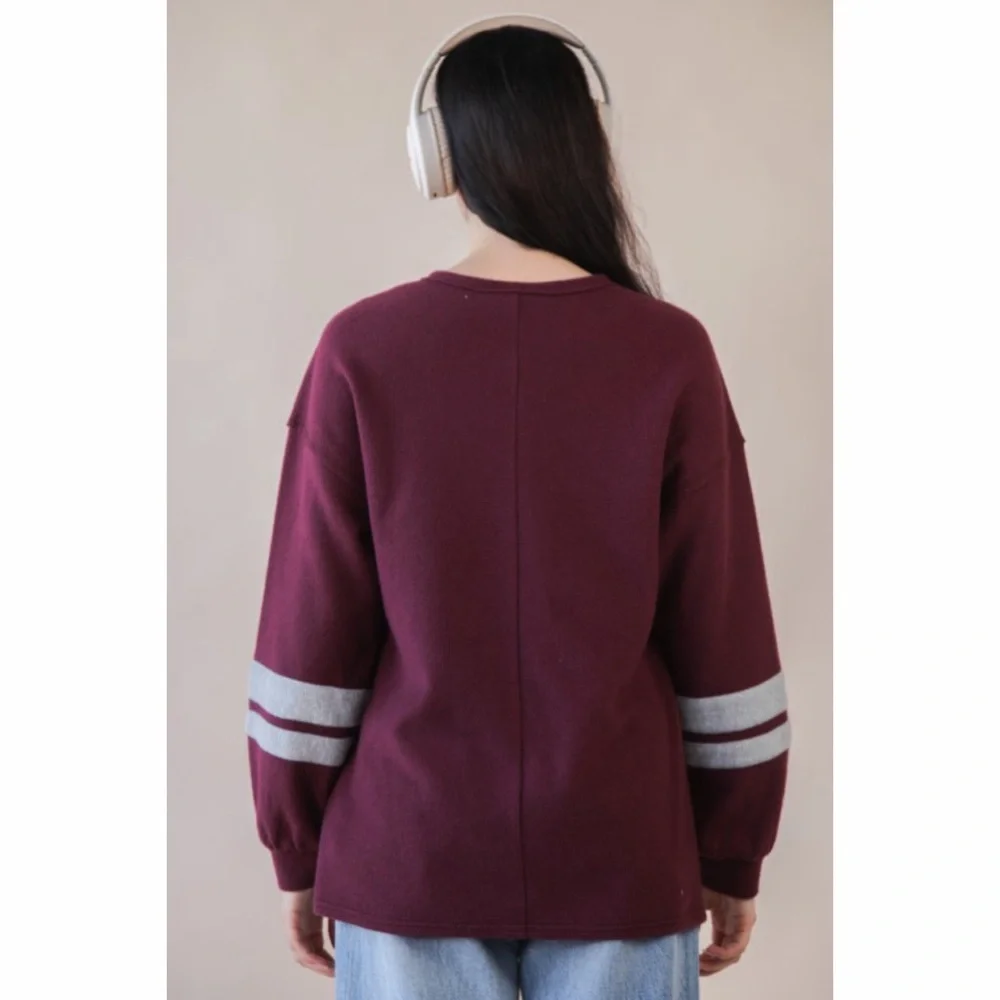 NEW! Burgundy Oversized Graphic Soft Graphic Knit Top! - Picture 5 of 5